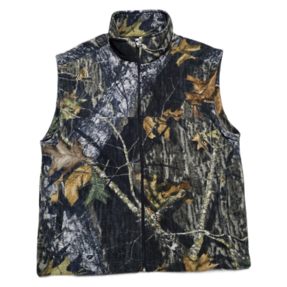 Vintage 90s Coyote Real Tree Camo Fleece Vest‎ Zip-Up Jacket Mens L